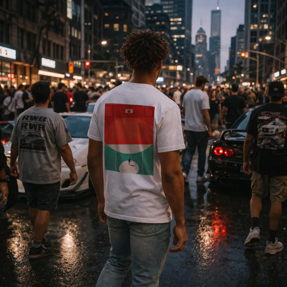 Lone Player on Retro Basketball Court – T-Shirts
