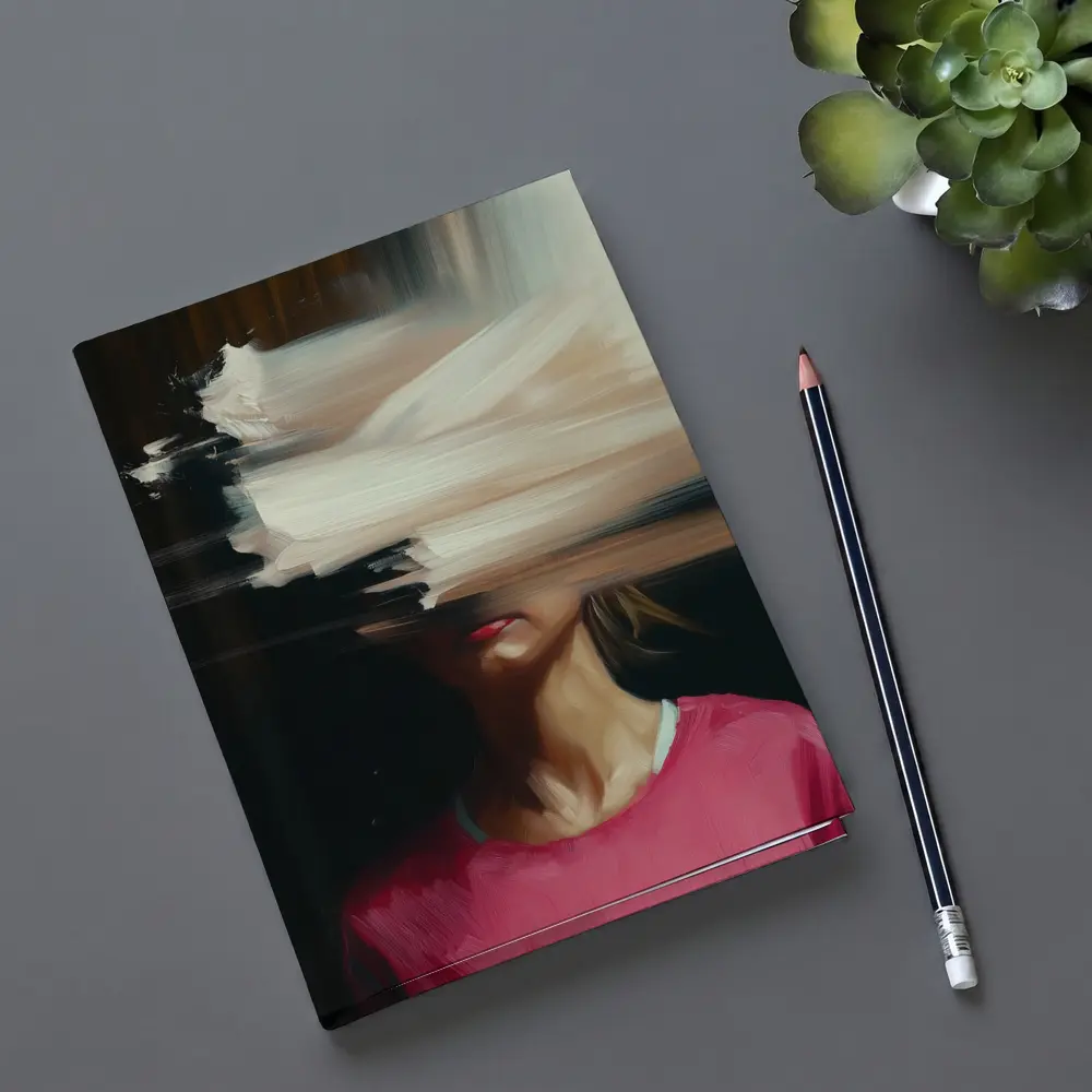 Abstract Glitch Portrait Woman Pink Shirt – Notebooks