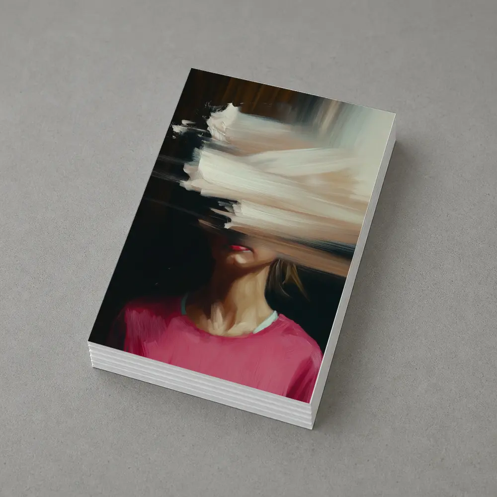 Abstract Glitch Portrait Woman Pink Shirt – Postcards