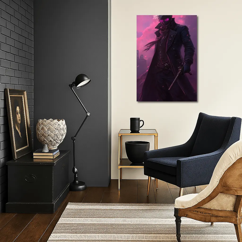 Anime Swordsman Dark Purple Cloudy Sky – Wall Art