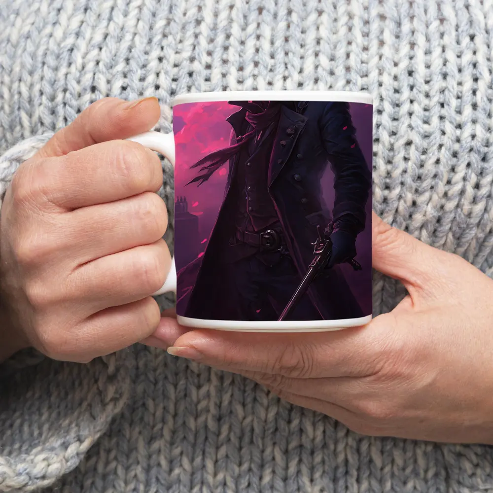 Anime Swordsman Dark Purple Cloudy Sky – Mugs