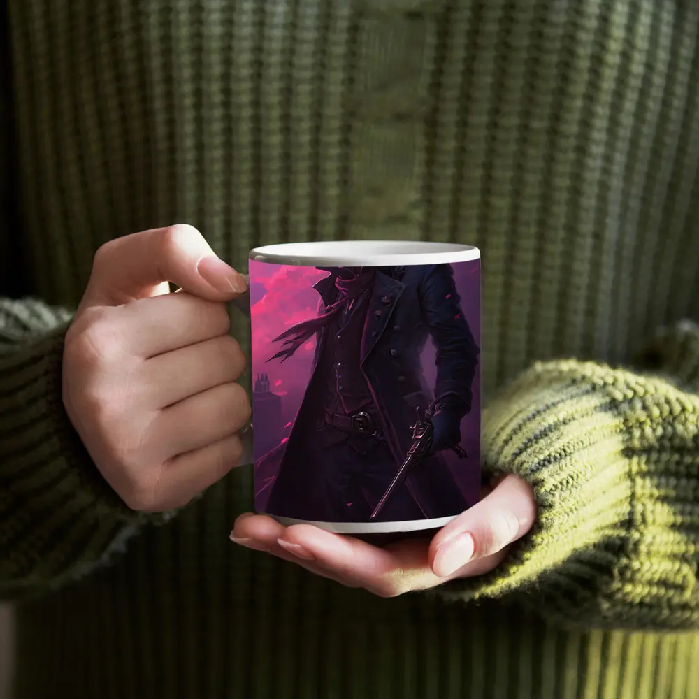 Anime Swordsman Dark Purple Cloudy Sky – Mugs