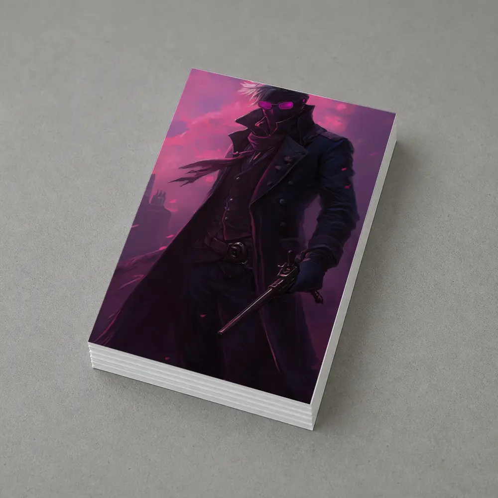Anime Swordsman Dark Purple Cloudy Sky – Postcards