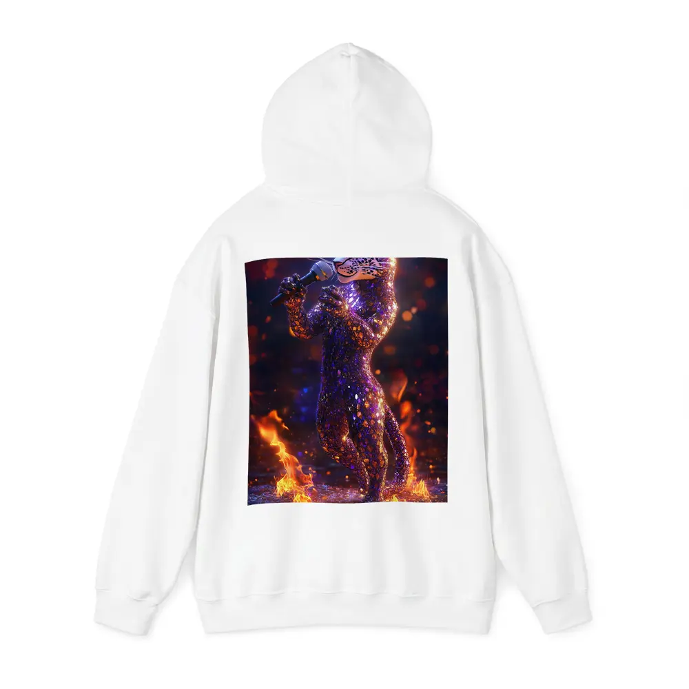 Glittery Leopard Singing On Fire Stage – Hoodies