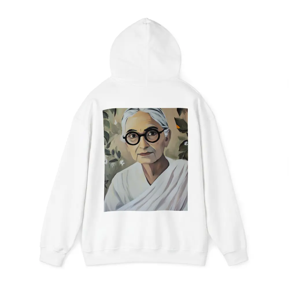 Elderly Indian Woman Portrait Floral Background Painting – Hoodies