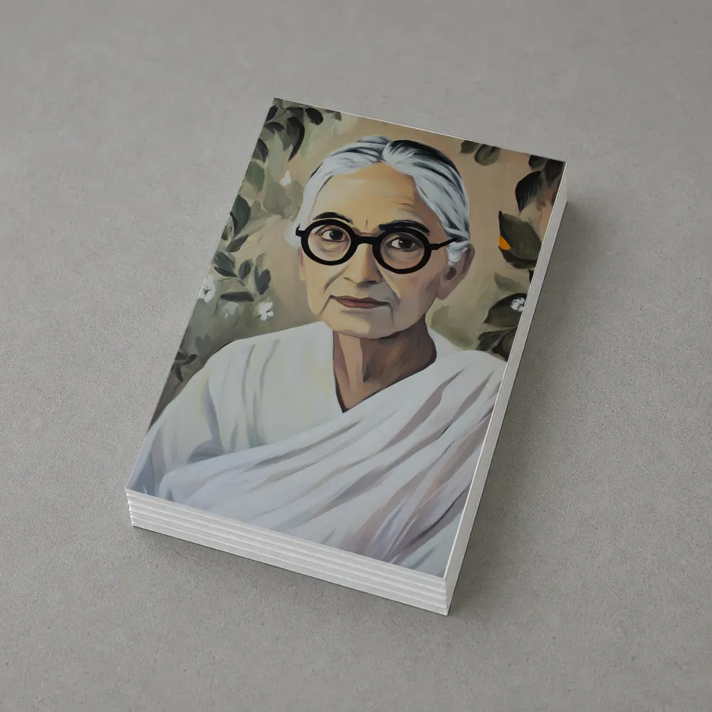 Elderly Indian Woman Portrait Floral Background Painting – Postcards