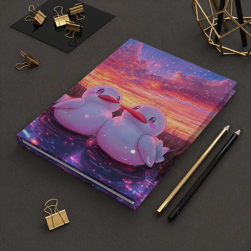 Cute Anime Ducks Sunset Sky Art – Notebooks