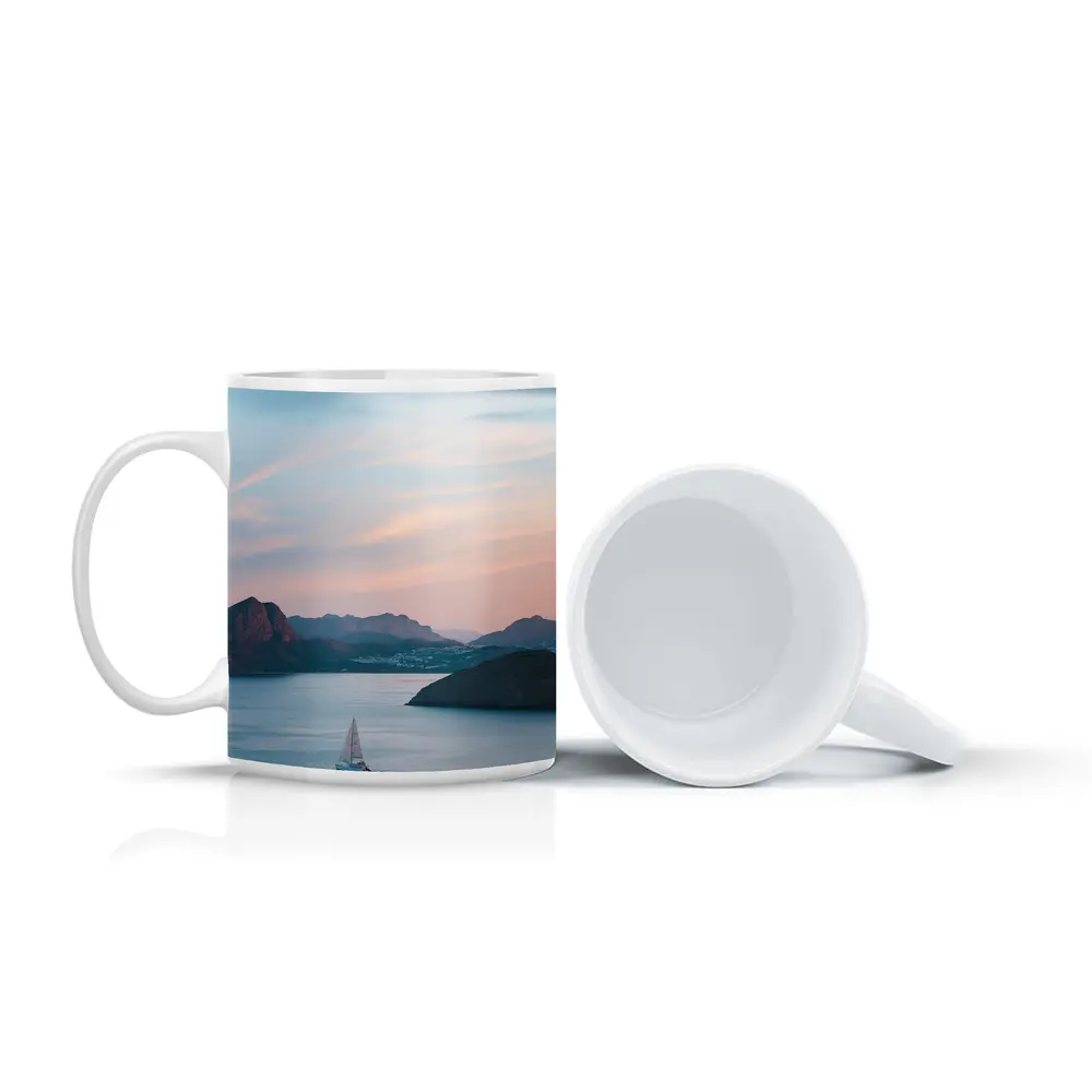 Friends Campfire Sailboat Mountain Sunset Lake – Mugs