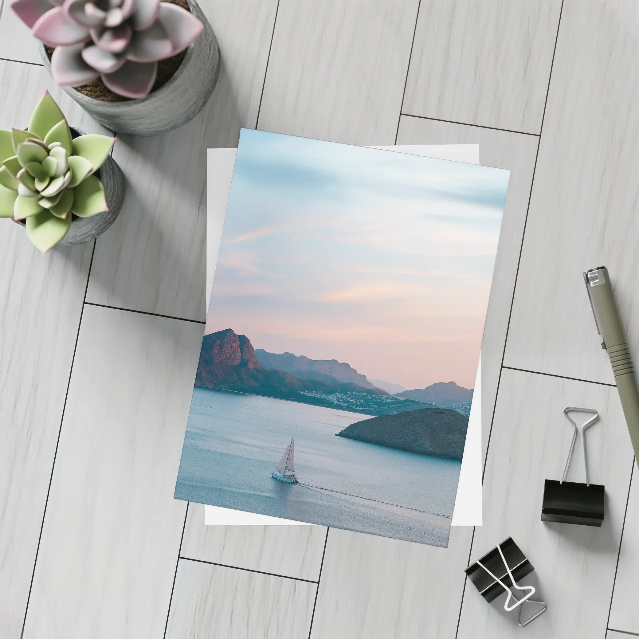 Friends Campfire Sailboat Mountain Sunset Lake – Postcards