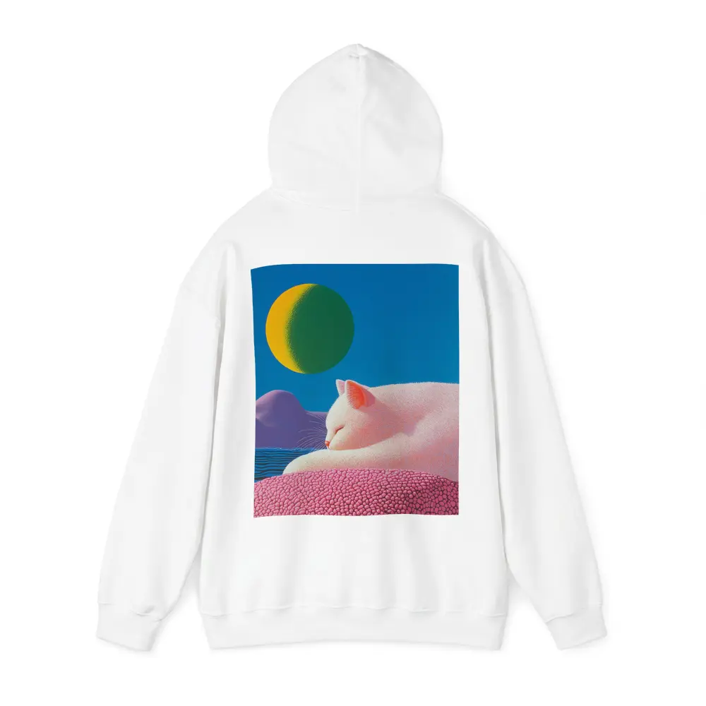 White Cat Sleeping Blue Sky Bold Art – Hoodies