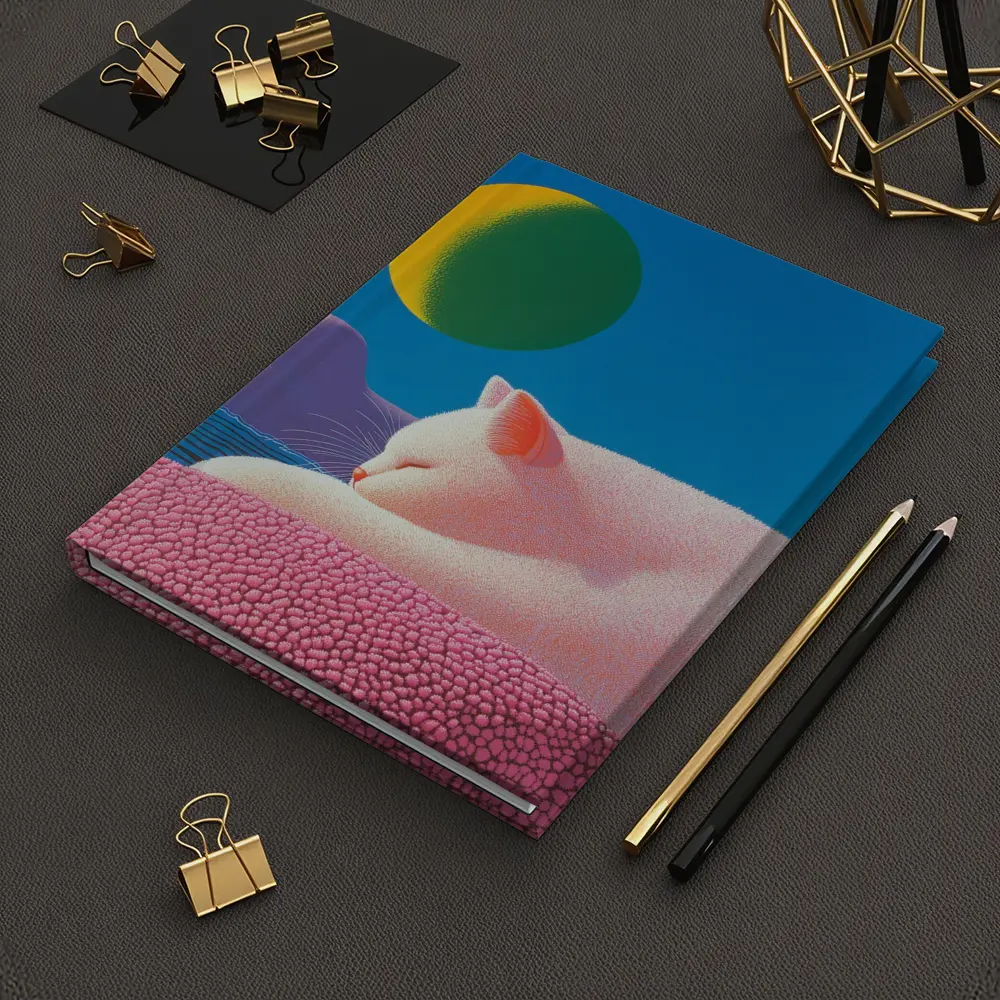 White Cat Sleeping Blue Sky Bold Art – Notebooks