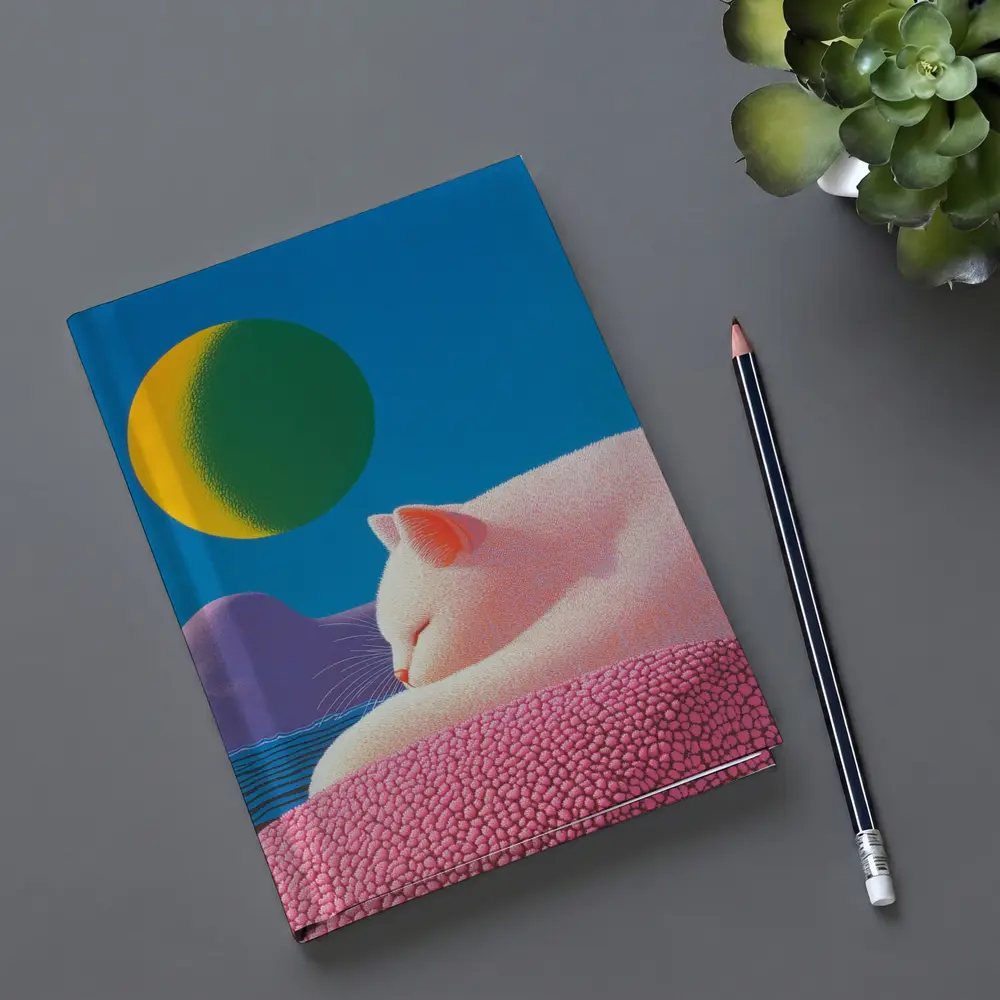 White Cat Sleeping Blue Sky Bold Art – Notebooks