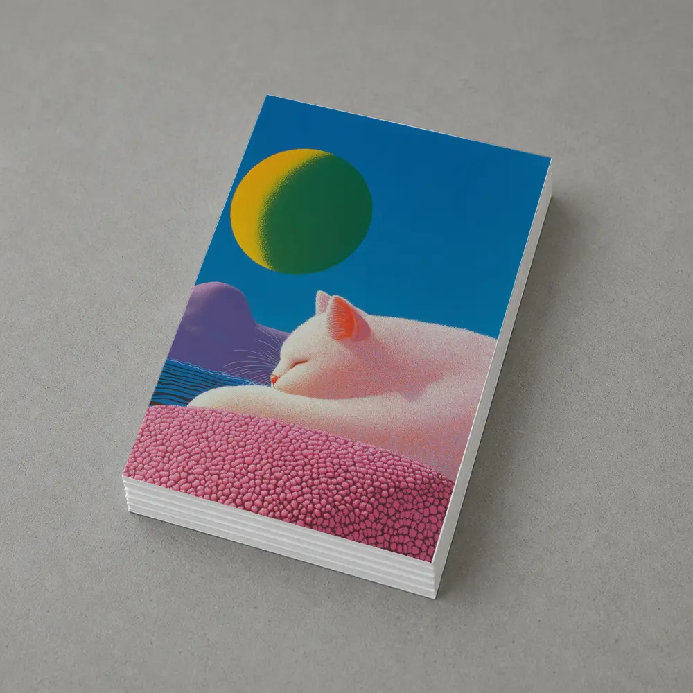 White Cat Sleeping Blue Sky Bold Art – Postcards