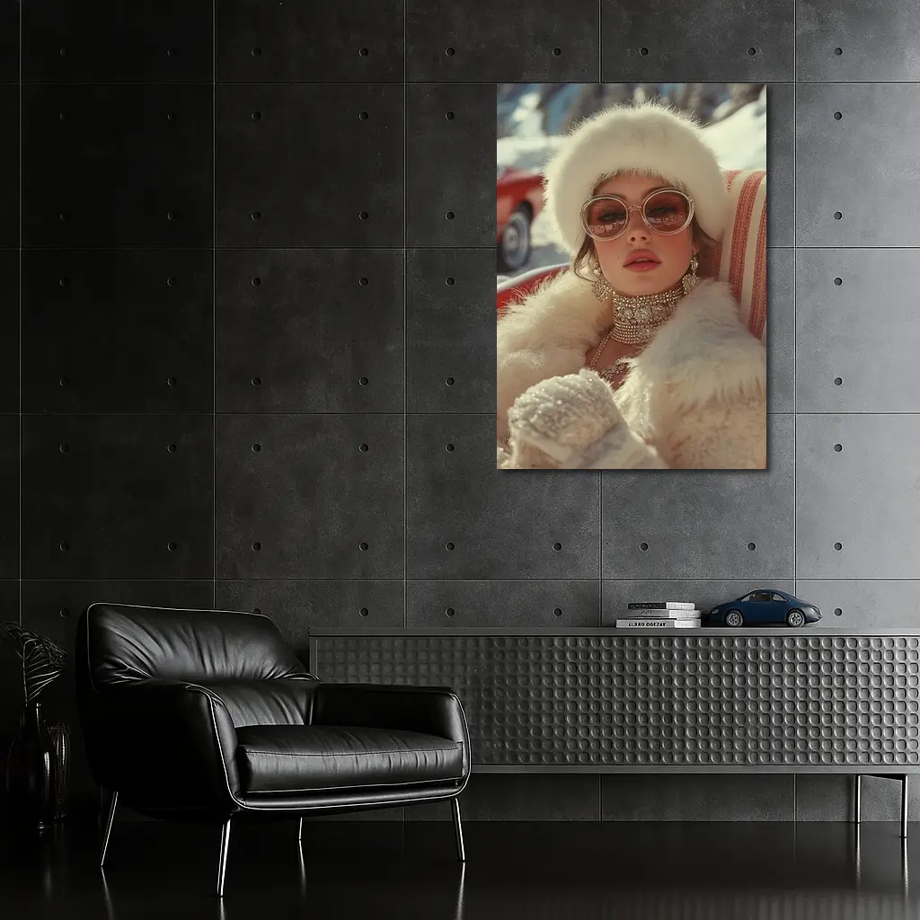 Glamorous Woman Fur Coat Winter Snow Setting – Wall Art