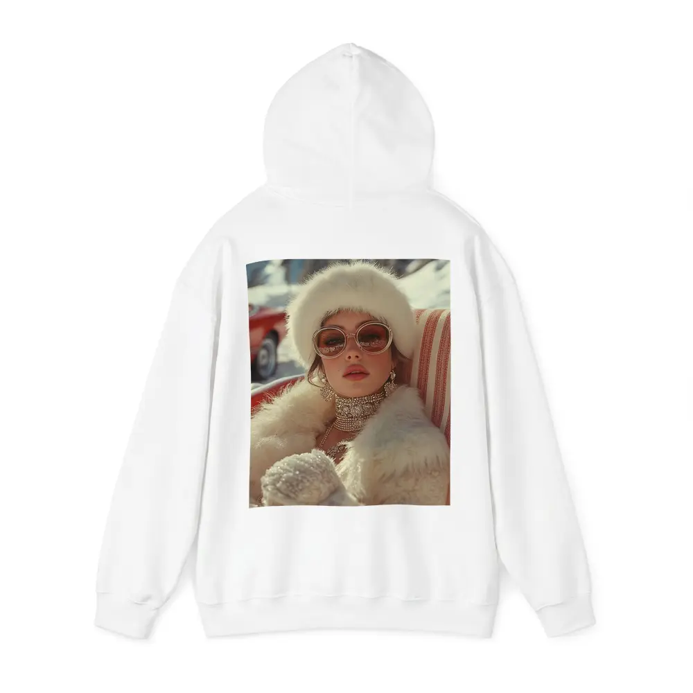 Glamorous Woman Fur Coat Winter Snow Setting – Hoodies
