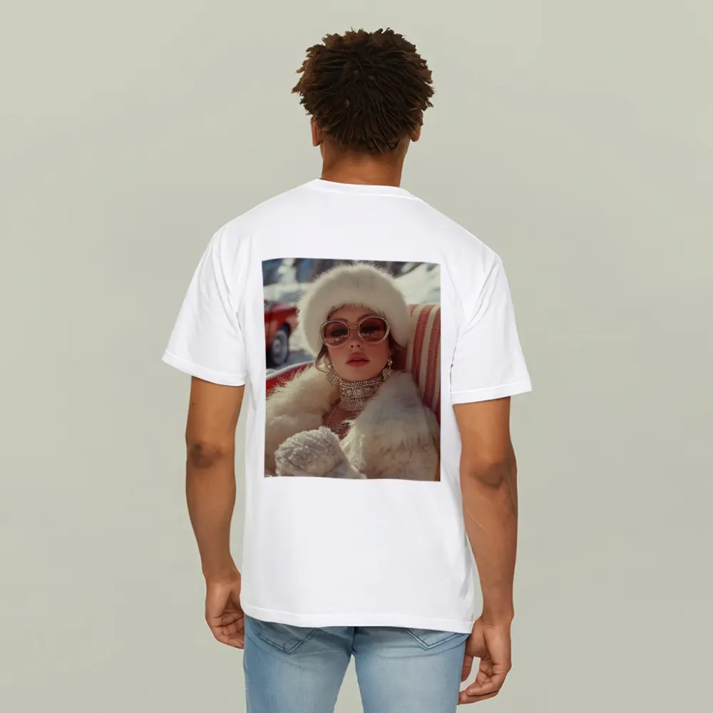 Glamorous Woman Fur Coat Winter Snow Setting – T-Shirts