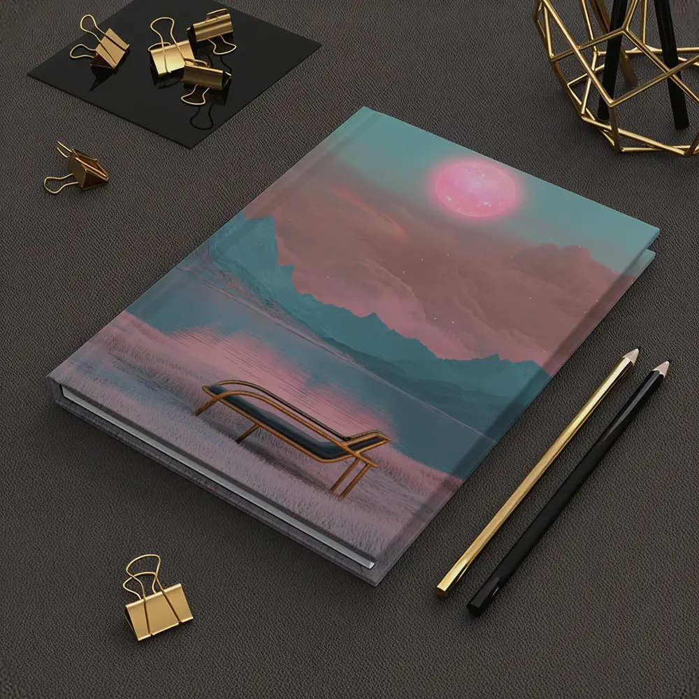 Surreal Pink Moon Mountains Lake Lounge Chair – Notebooks