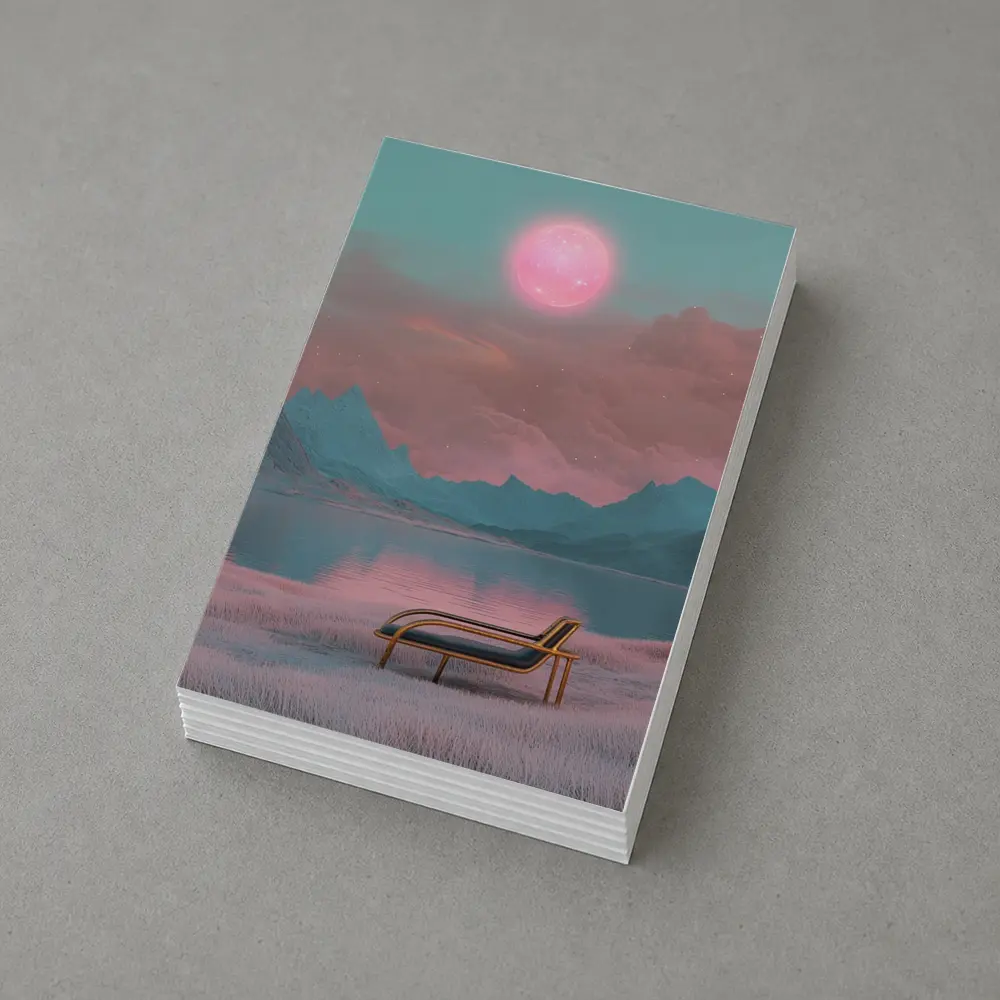 Surreal Pink Moon Mountains Lake Lounge Chair – Postcards