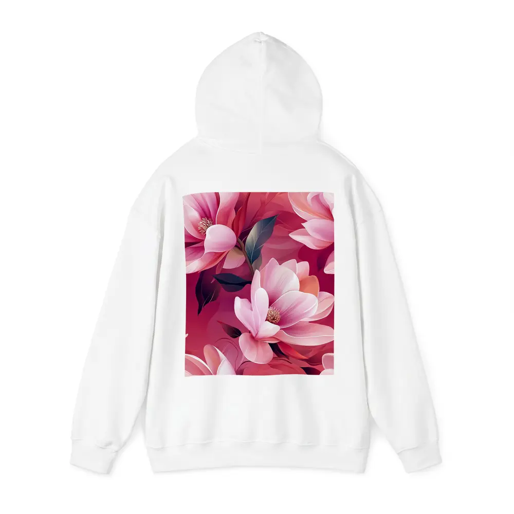 Pink Magnolia Flowers On Red Background – Hoodies