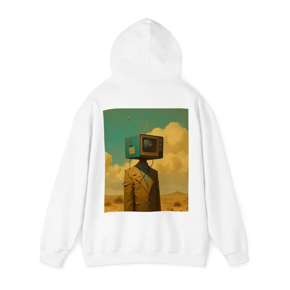 Retro TV Head Man Desert Surreal Art – Hoodies