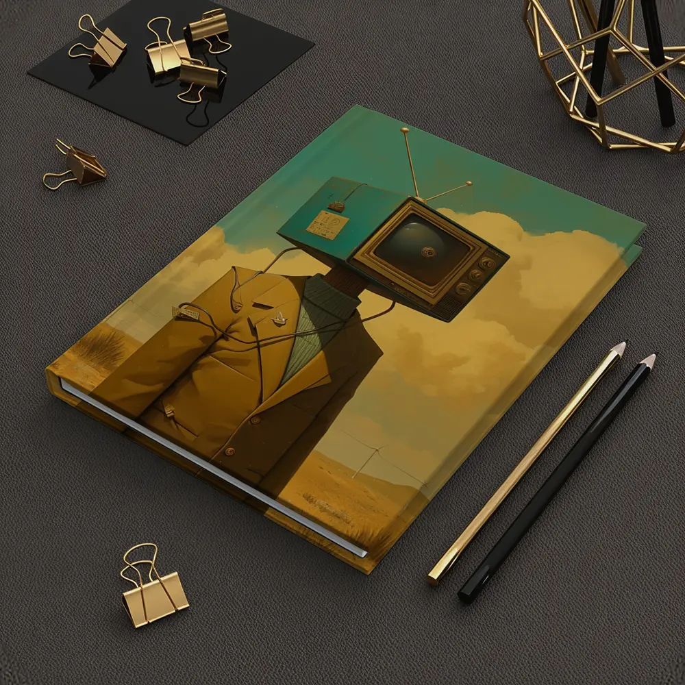 Retro TV Head Man Desert Surreal Art – Notebooks
