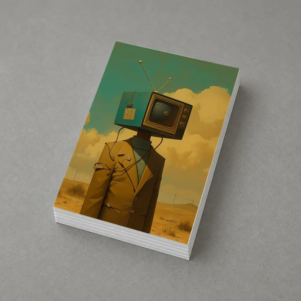 Retro TV Head Man Desert Surreal Art – Postcards