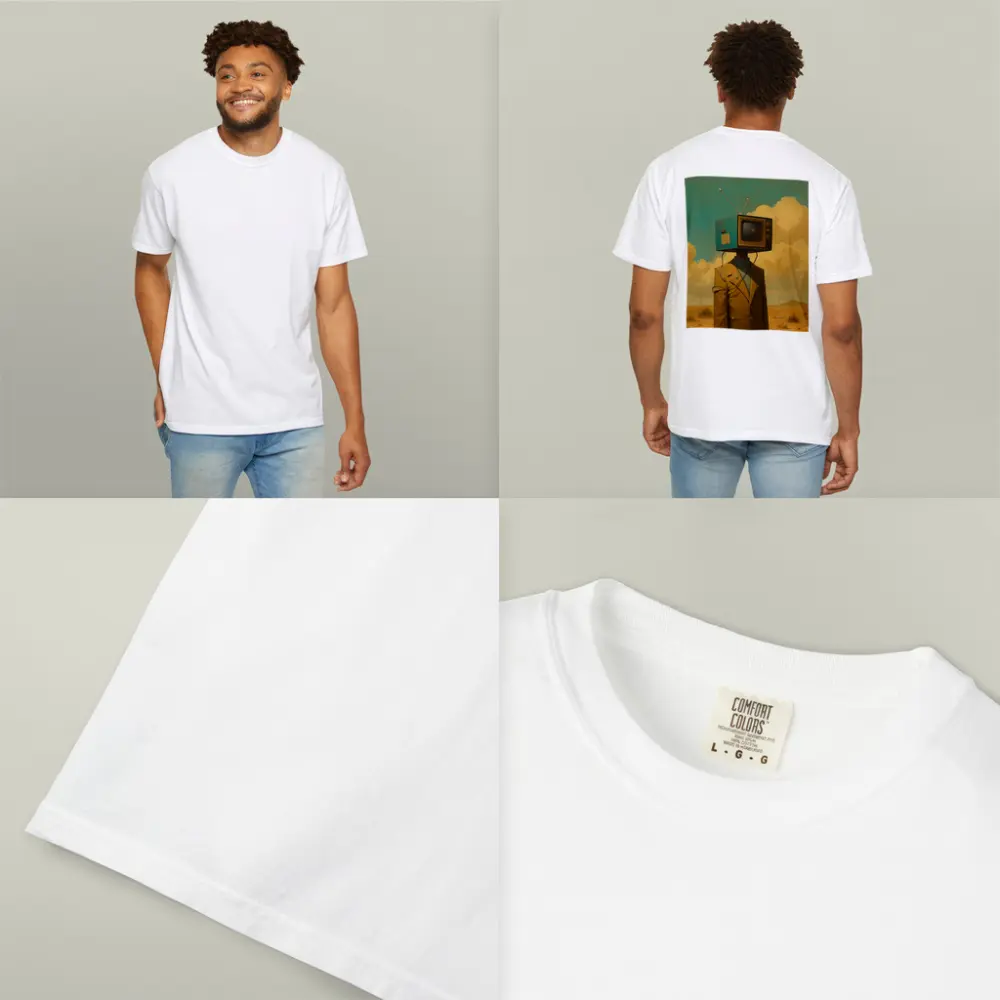 Retro TV Head Man Desert Surreal Art – T-Shirts