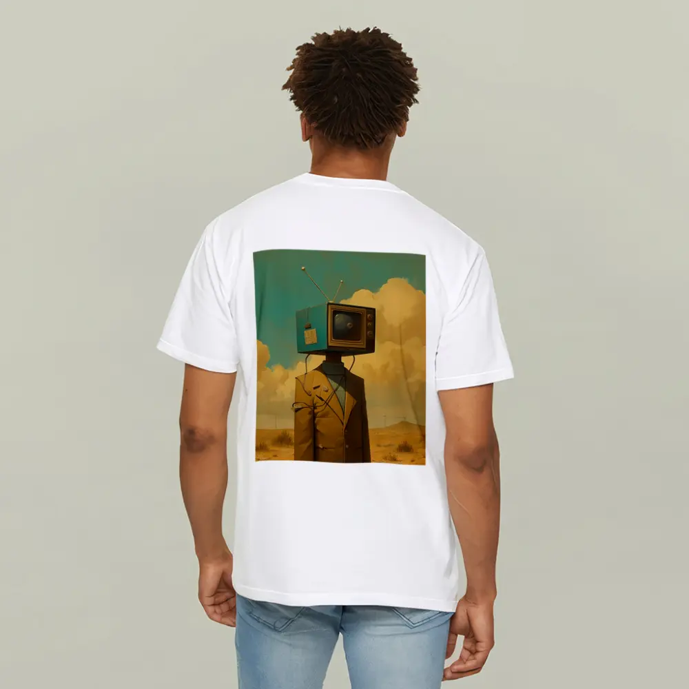 Retro TV Head Man Desert Surreal Art – T-Shirts