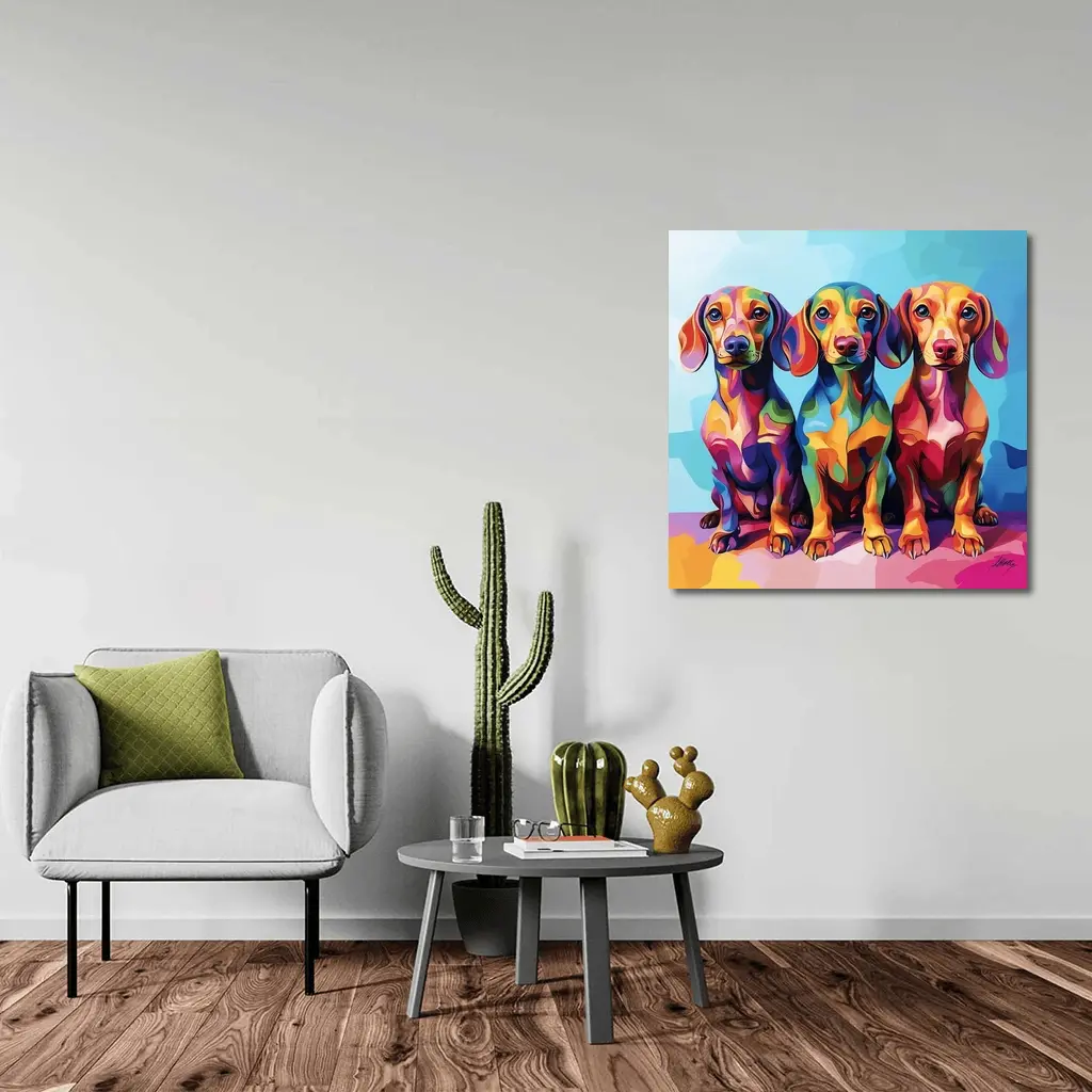 Three Colorful Dachshund Dogs Pop Art – Wall Art