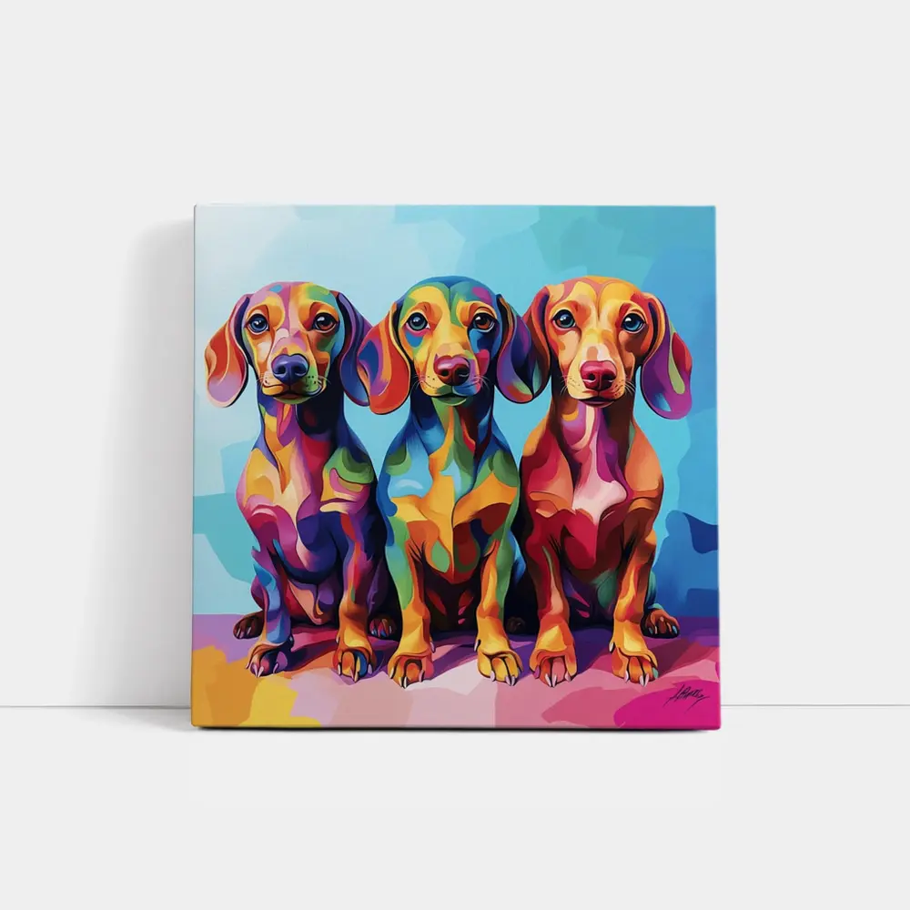 Three Colorful Dachshund Dogs Pop Art – Wall Art