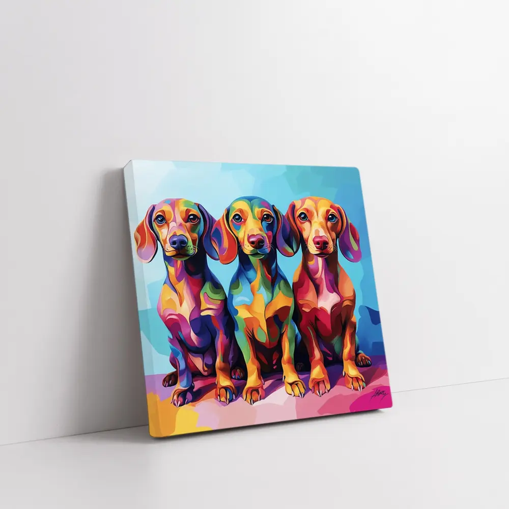 Three Colorful Dachshund Dogs Pop Art – Wall Art