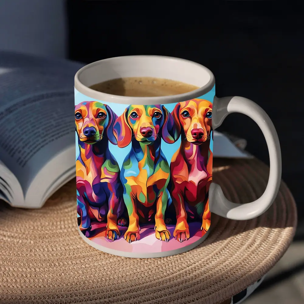 Three Colorful Dachshund Dogs Pop Art – Mugs