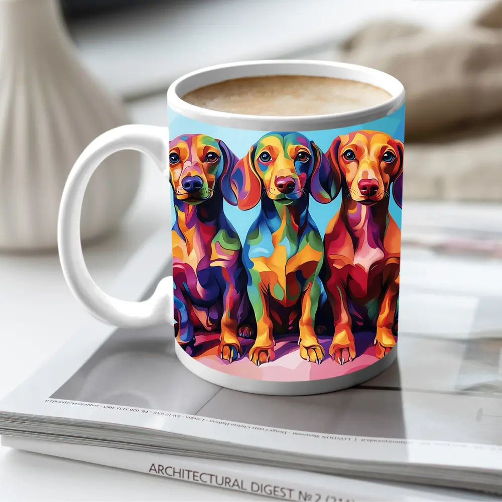 Three Colorful Dachshund Dogs Pop Art – Mugs