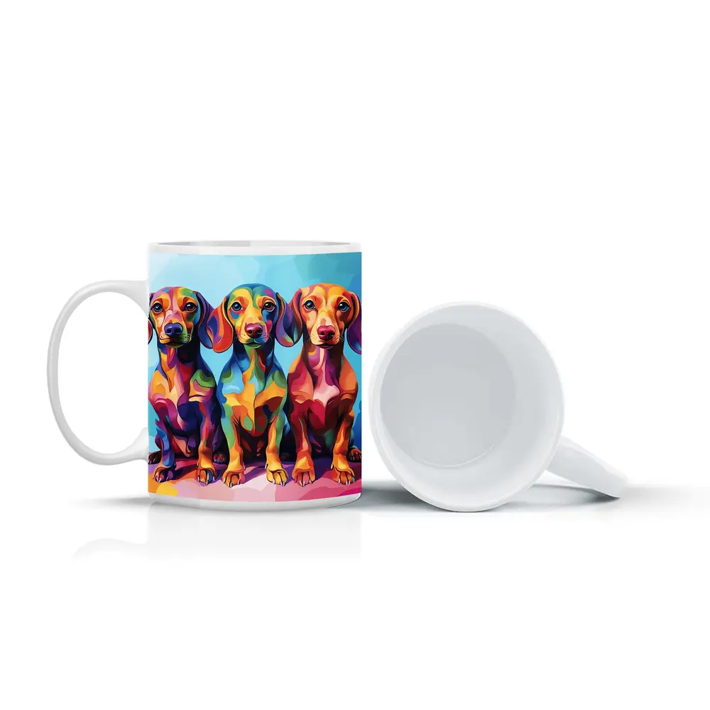 Three Colorful Dachshund Dogs Pop Art – Mugs