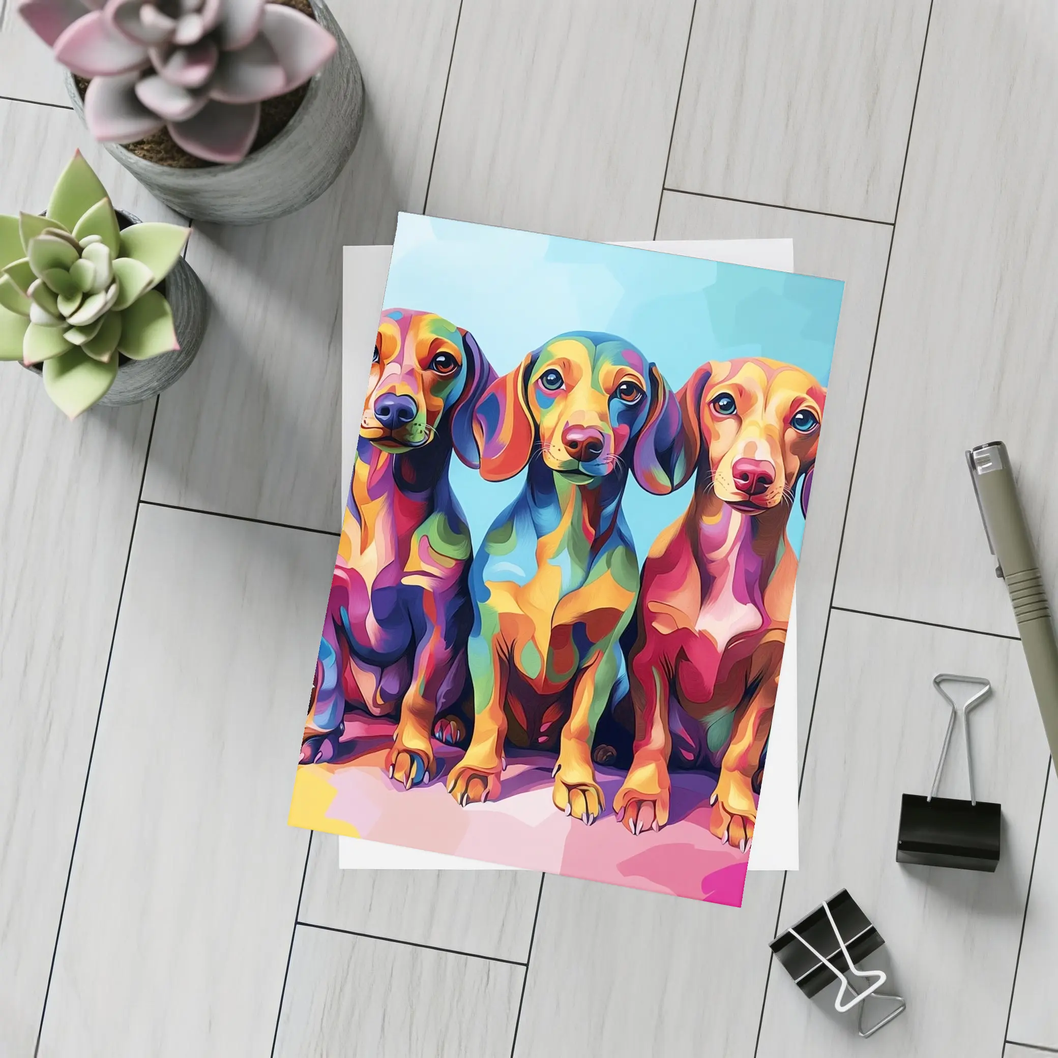 Three Colorful Dachshund Dogs Pop Art – Postcards