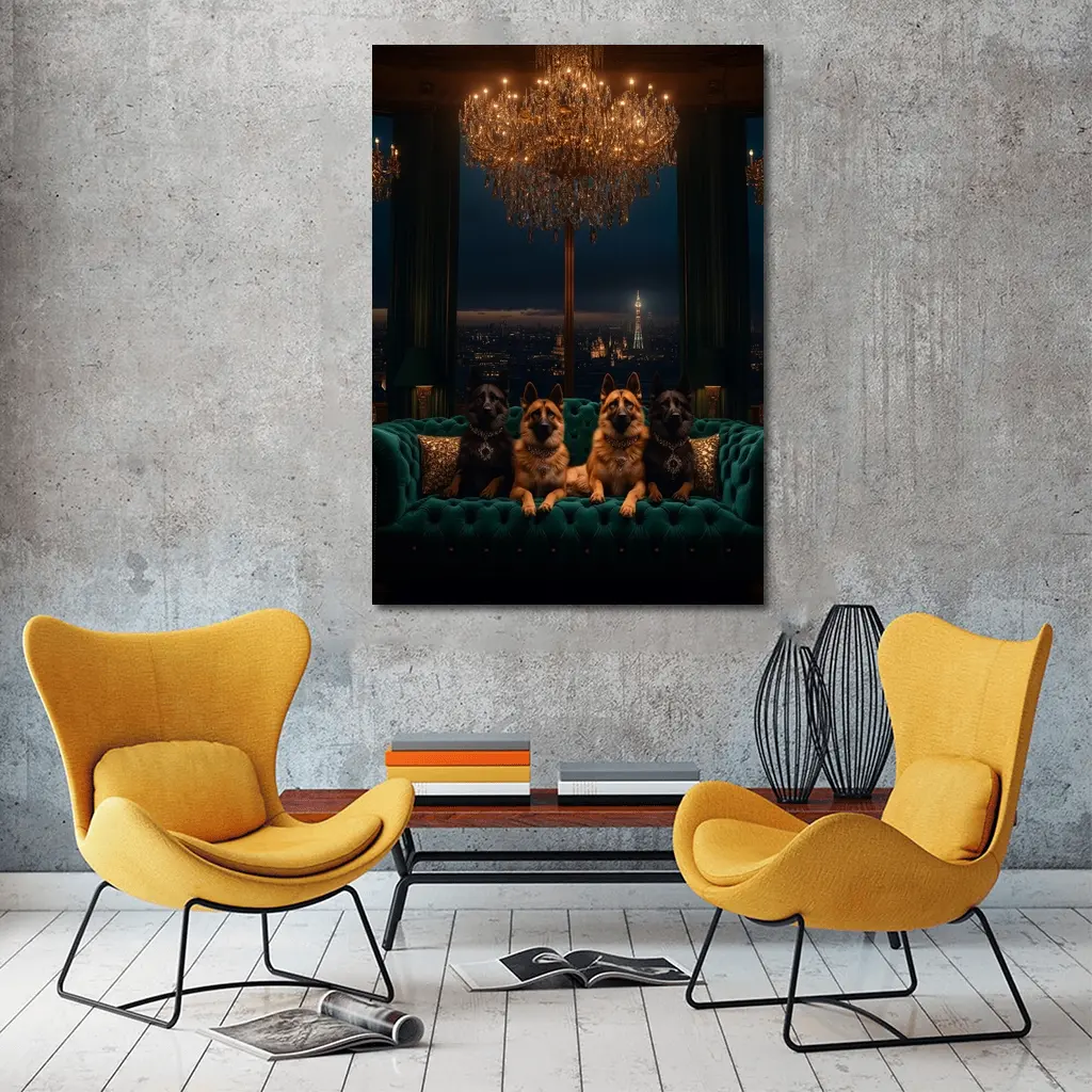 German Shepherds Luxury Penthouse City Night – Wall Art
