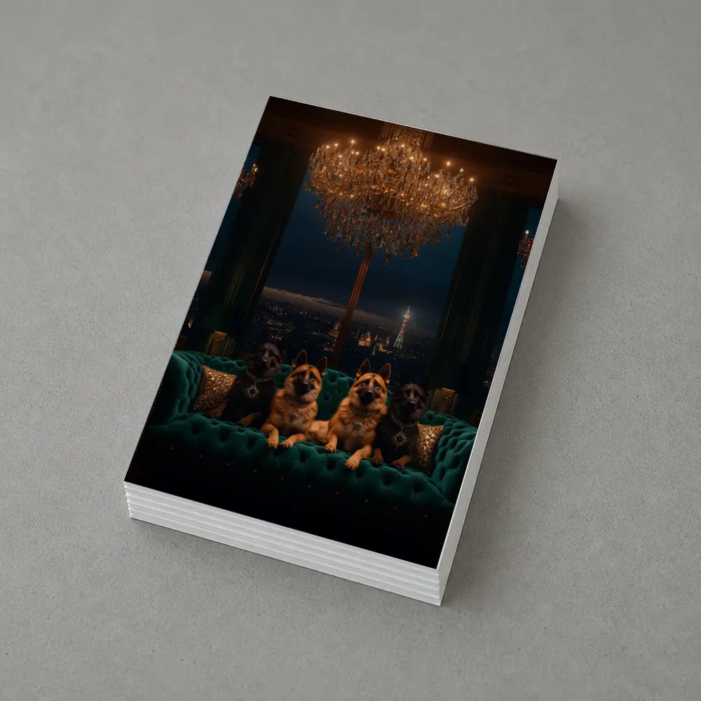German Shepherds Luxury Penthouse City Night – Postcards