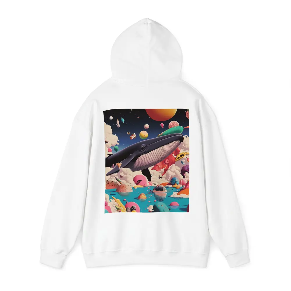 Blue Whale Flying Through Surreal Candy World – Hoodies