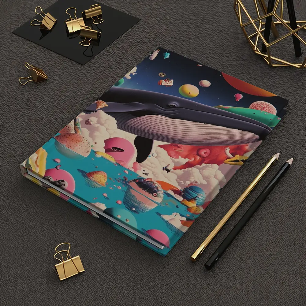 Blue Whale Flying Through Surreal Candy World – Notebooks