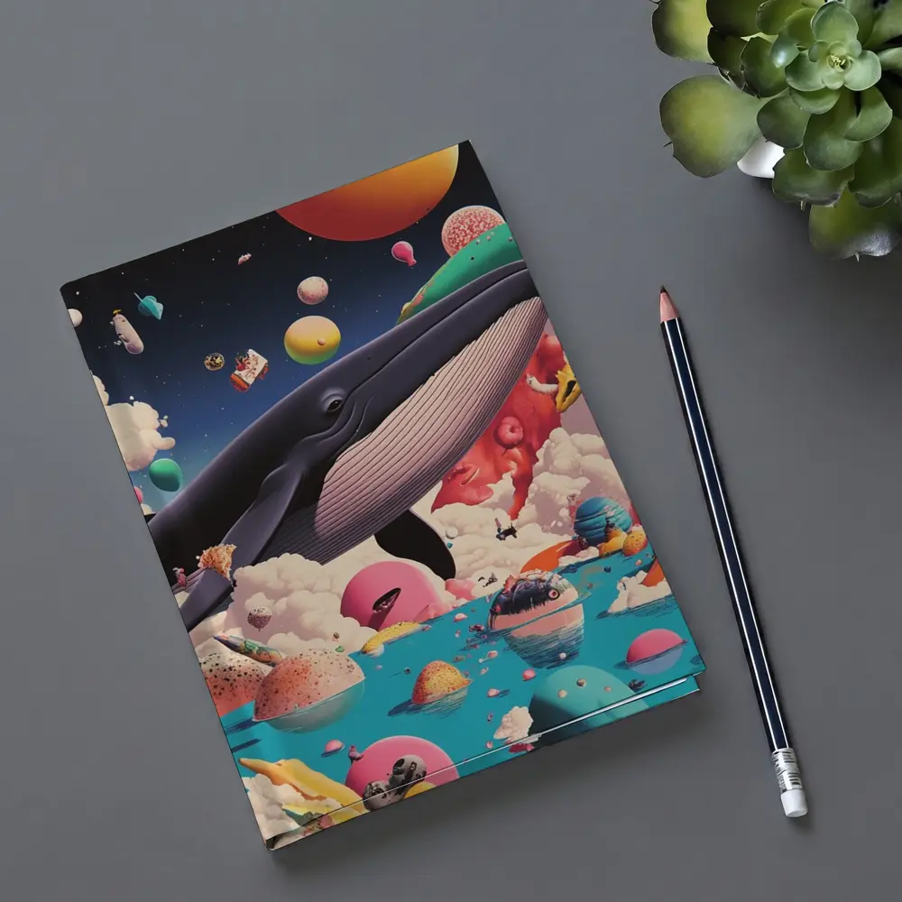 Blue Whale Flying Through Surreal Candy World – Notebooks