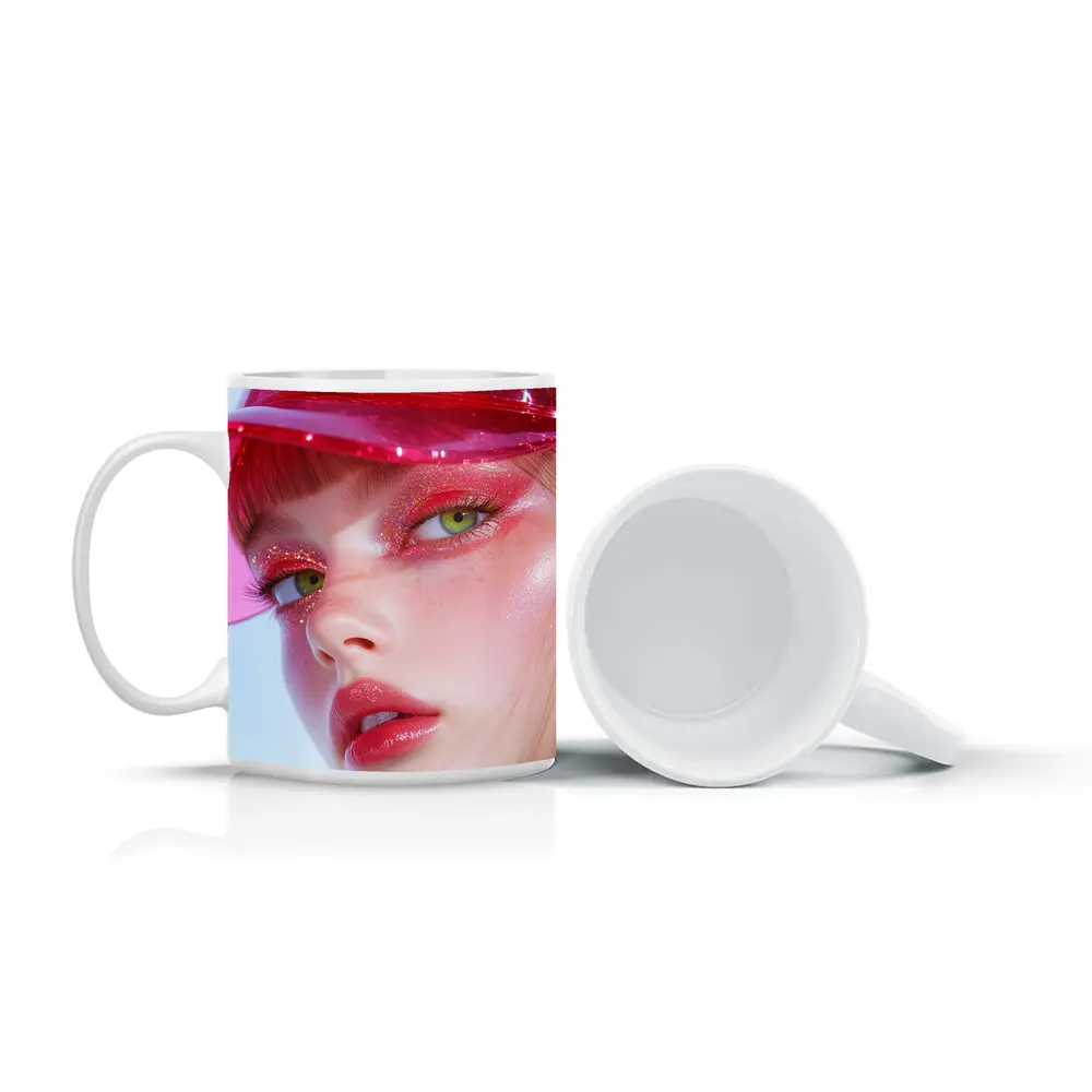 Pink Glitter Makeup Woman Glossy Cap – Mugs