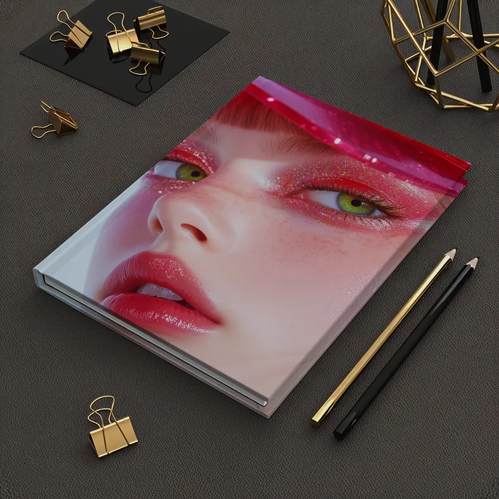 Pink Glitter Makeup Woman Glossy Cap – Notebooks