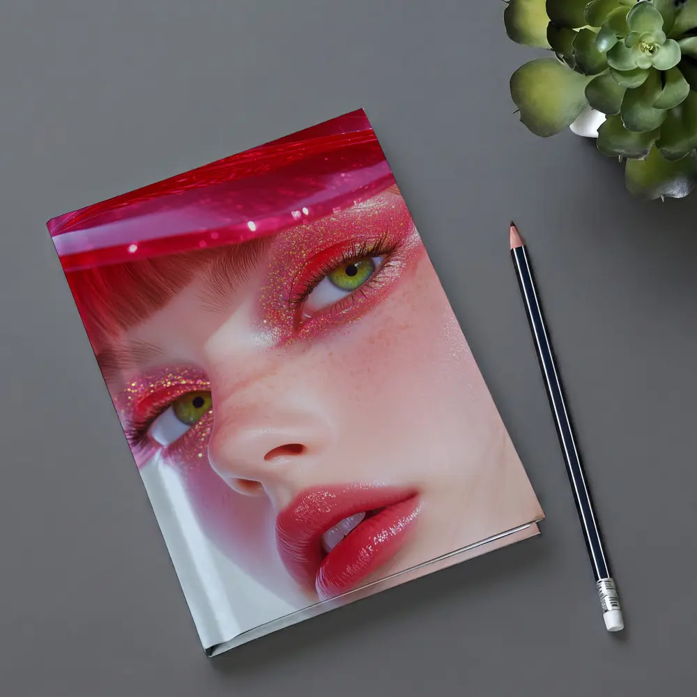 Pink Glitter Makeup Woman Glossy Cap – Notebooks