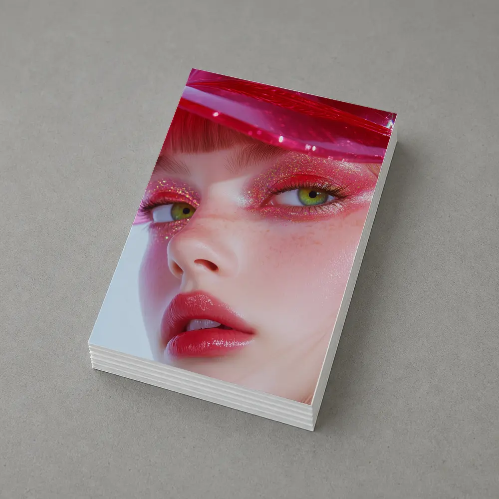 Pink Glitter Makeup Woman Glossy Cap – Postcards