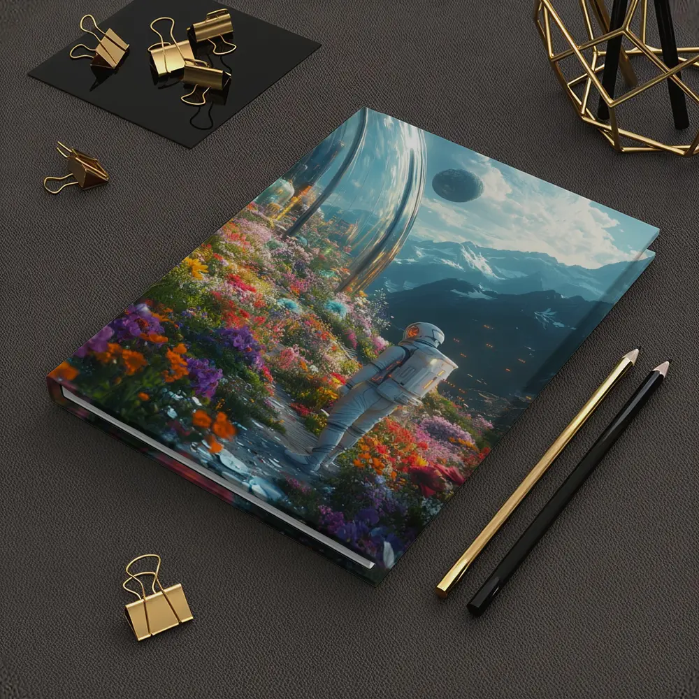 Astronaut Standing in Alien Flower Garden – Notebooks