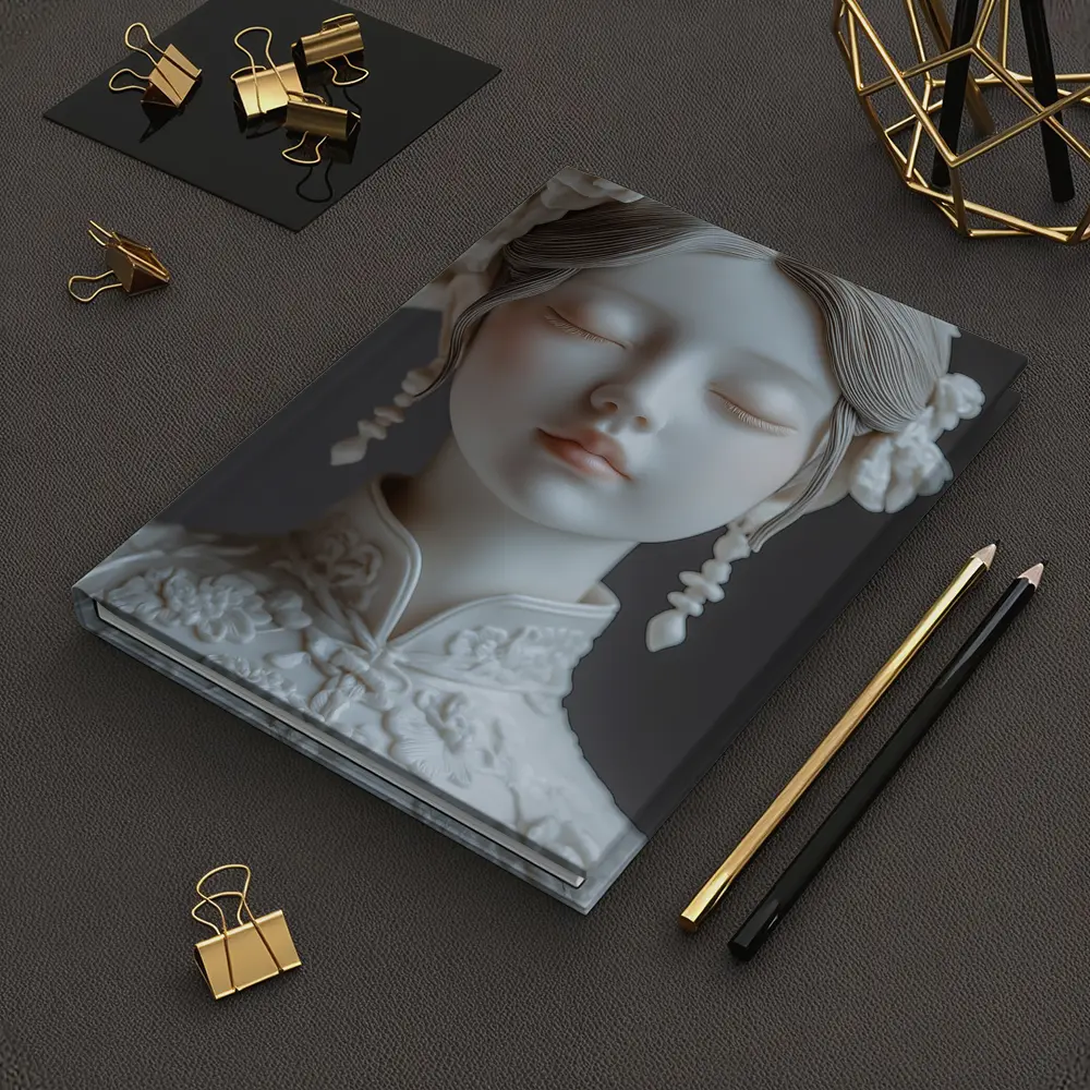 White Porcelain Woman Sculpture Floral Hair – Notebooks