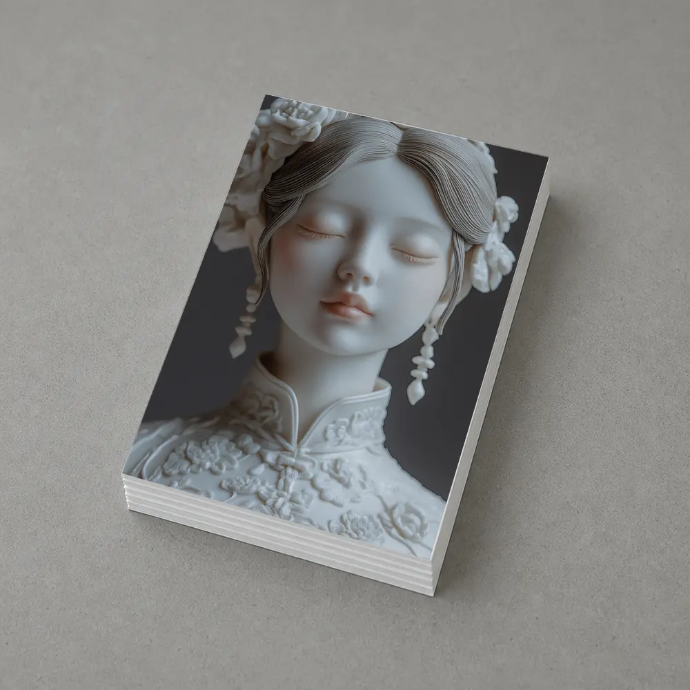 White Porcelain Woman Sculpture Floral Hair – Postcards