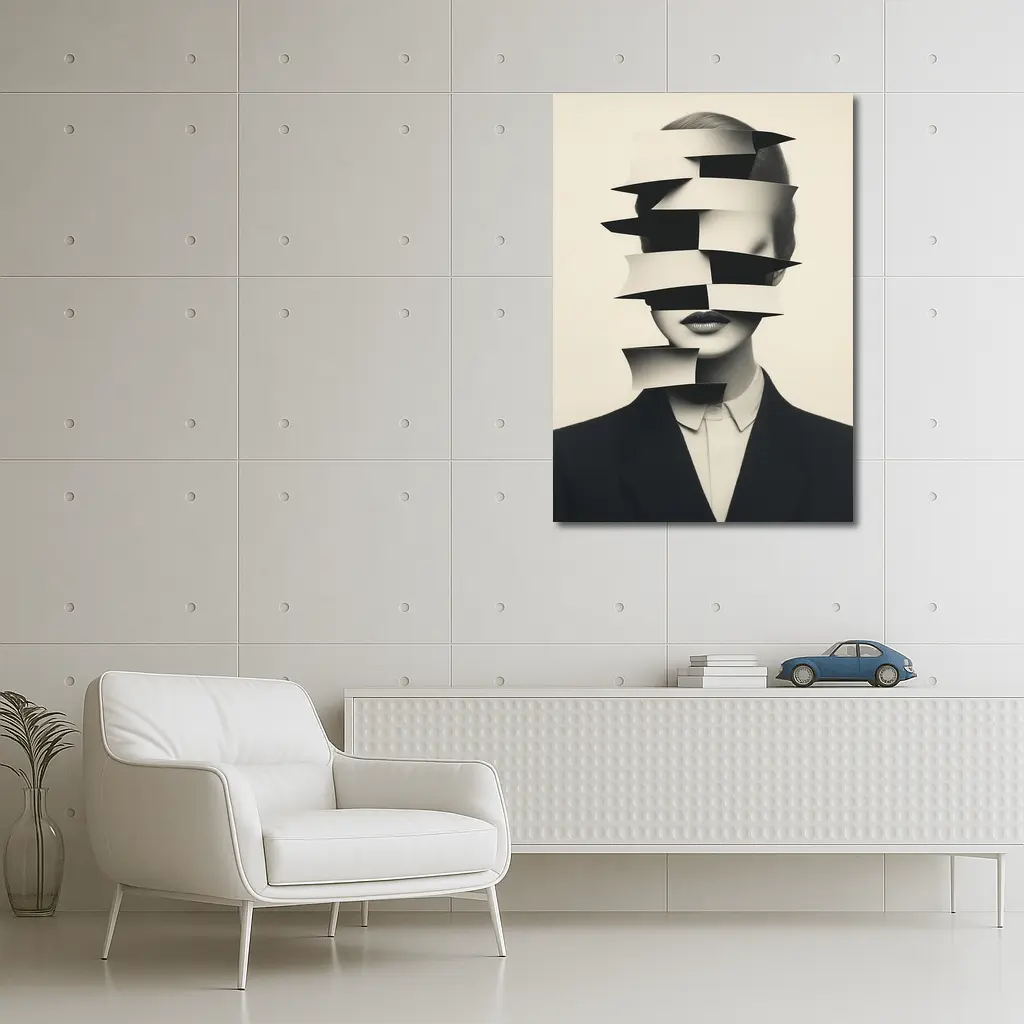 Black White Surreal Fragmented Woman Portrait Art – Wall Art