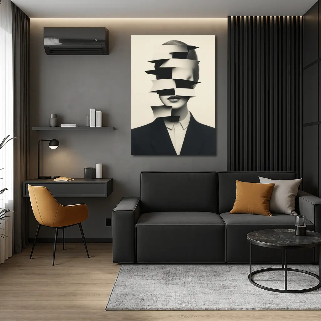 Black White Surreal Fragmented Woman Portrait Art – Wall Art