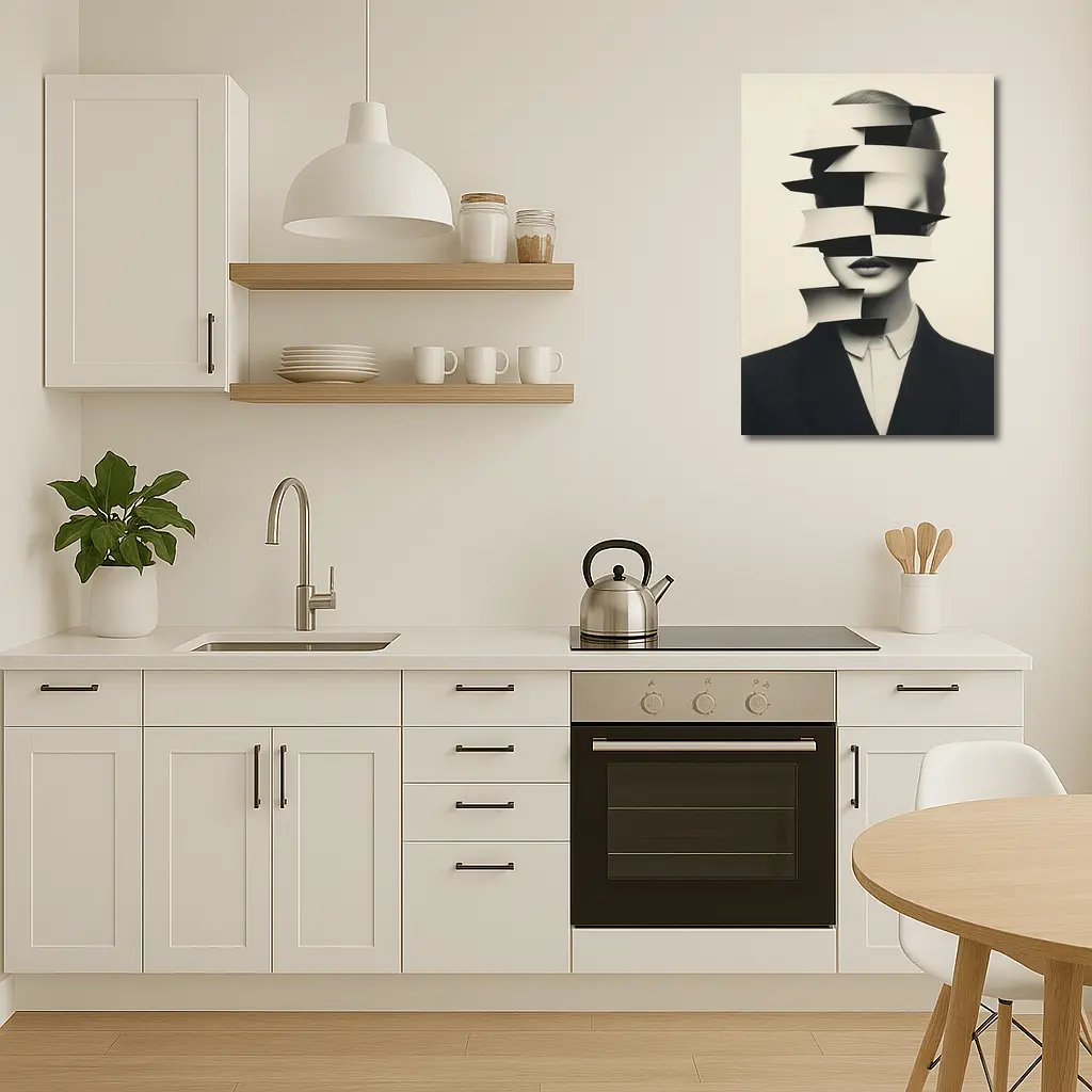 Black White Surreal Fragmented Woman Portrait Art – Wall Art